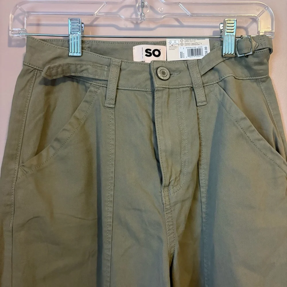 ❤️($40) SO NWT Olive High Rise Wide Leg Pants High-Waisted - Picture 3 of 7